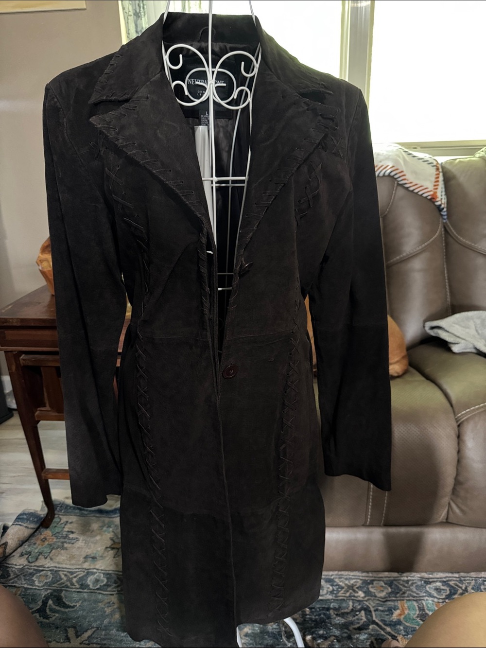 Women's Dark Brown Long Leather Coat